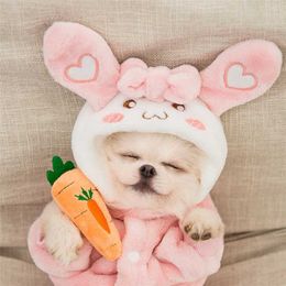 Pet Clothes Dog Clothes Hooded Sweater Cartoon Transformation Dress Winter Warm Plus Cashmere Christmas Halloween Costume 211106