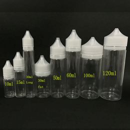 Empty Fat E Liquid Bottles 10ml 15ml 30ml 60ml 100ml 120ml PET Long Plastic Dropper Vials For E juice Support Logo Customised