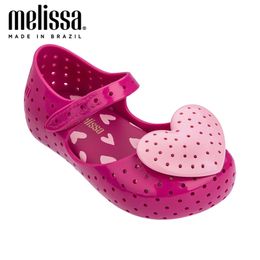 Mini Melissa Lovely Heart Girl Jelly Shoes Sandals NEW Baby Shoes Soft Bottom Melissa Sandals For Kids Non-slip Princess 210312