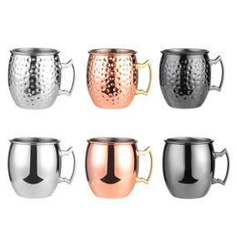 Mugs 2021 Moscow Mule Cup Beer Cocktail Glass Drinking Hammered Copper-plated Light Stainless Steel Drinkware Kitchen Bar Mug