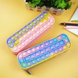 Push Bubble Colorful Rainbow Handbag Purse Children Adult Dimple Toy Pressure Relief Board Controller Pen Cosmetic bag Toys Creativity Popper Bags