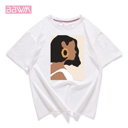 Round Neck Short Sleeve Loose Harajuku Avatar Print Chic Women's T-shirt Summer Korean Version 95% Cotton Stretch Female Tops 210720