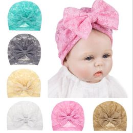 Children Solid Baby Hat Kids Cap Newborn Girl photography Props Spring Autumn Modis Turban Infant Props Big Bow Beanie Bowknot GC476