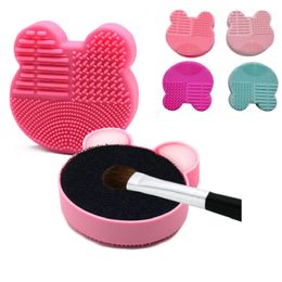 Plastic Makeup Brush Cleaner Silicone Washing Brushes Cleaning Sponge And Mat Cosmetic Brushes Clean Scrubber Cleaning Pad GGA4235