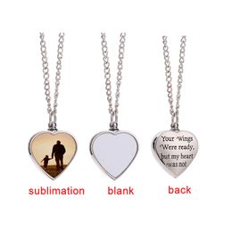 Sublimation Heart Necklace Favor Blank DIY Couple Pendant Engraving Letters Memorial Neck Ornaments Christmas Gift for Girlfriend