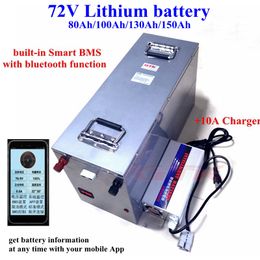 72V 80Ah 100Ah 130Ah 150Ah Lithium li ion battery BMS with bluetooth for inverter EV power supply motorhome robot RV+10A Charger