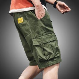 Men Summer Shorts Big Pockets Cargo High Street Fashion Army Green Military Bermudas Tactical Loose Bermuda 210716