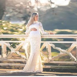 Baby Shower Lace Maternity Dresses For Photo Shoot Long Fancy Pregnancy Dress Elegence Pregnant Women Gown Photography Prop