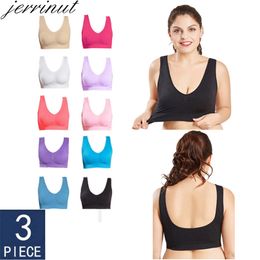 Jerrinut Drop VIP 3PCS/lot Plus Size Bras For Women Seamless Bra Cotton Sports Sleep Active Bralette Women Padded Bra 211217