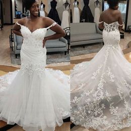 African Elegant Lace appliques Wedding Gowns Off Shoulder Princess Mermaid Bridal Dresses Custom Made Vestido De Novia