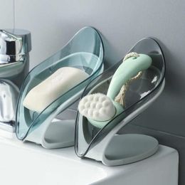 Creative Bath Tools Leaf Shape Soap Foam Pouf Holders Water Drain Soaps Dish for Bathroom Free of Punch