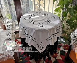 Table Cloth Junwell 100% Cotton Handmade Crocheted Lace Tablecloth Shabby Cosy Vintage Cutwork Topper