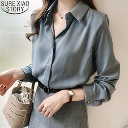 Spring Autumn Women Loose Shirts Plus Size Blouses Fashion Solid OL Style Long Sleeve Simple Feminine Blusas Tops 1181 210225