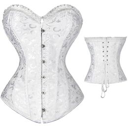 Bustiers 코르셋 여성용 Steampunk 나선형 강철 본드 코르셋 섹시한 자카드 Overbust Corselet 및 허리 Cincher Shapewear 플러스 사이즈