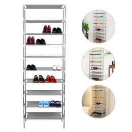 Dustproof Shoes Rack Multi Layer Non-Woven Fabric Shoe Storage Organiser Stackable Shoe Cabinet Assembled 2/4/6/8/10 Tiers 210306