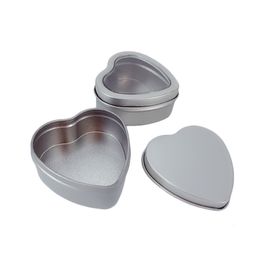 Heart Shaped Tinplate Box Wedding Birthday Festival Candy Biscuit Jelly Drops Boxes With Window 60*59*27mm