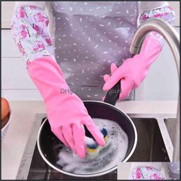 Cleaning Gloves Household Tools Housekee & Organization Home Garden Plus Veet Warm Kitchen Waterproof Dishwashing Glove Durable Rubber Dish