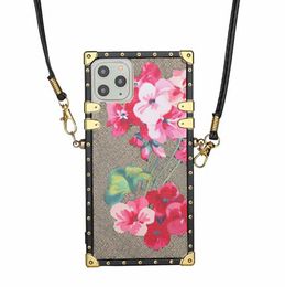 TOP fashion Phone cases for iPhone 14 13 12 11 Pro Max case XSMAX PU leather shell Samsung S20 S20U NOTE 20 20U with Lanyard