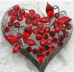 2021 Wholesale Crystal Rhinestone Love Heart-shaped Butterfly Brooches Fashion Costume Pin Brooch Valentine's day Jewellery