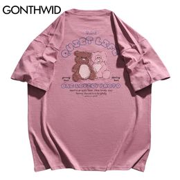 GONTHWID Tees Shirts Harajuku Cartoon Bears Tshirts Streetwear Hip Hop Fashion Casual Cotton T-Shirts Summer Short Sleeve Tops C0315