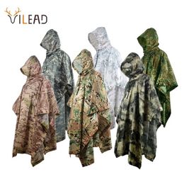 VILEAD Poly Waterproof Raincoat Impermeable Outdoor Equipment Multi-Functional Motorcycle Rain Poncho Canopy Men Women Durable 211025