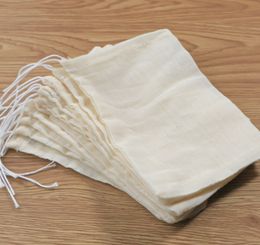 Portable 100pc 8x10cm Cotton Muslin Reusable Drawstring Bags Packing Bath Soap Herbs Philtre Tea Bag