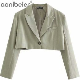 Casual Blazer+Skirts 2 Piece Suits Set Summer Solid Office Lady Cropped Jacket Single Button Elegant Women Outfit 210604