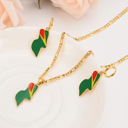 Earrings & Necklace Fashion Guyana Map Jewelry Set Big Pendant Sweater Chain Earring Wedding Bridal Party Gifts Souvenir