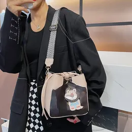 Mini Patchwork Color Bag Women's Diagonal ShoulderBag Trend Pull with Bucket Bag DIY Handmade Materials Hand Stitched Bag