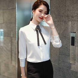 Large size S-4XL women's professional formal shirt Casual loose solid Colour long-sleeved ladies overalls Business Top 210527