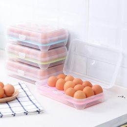 NEW15 Grids Plastic Egg Boxes Refrigerator Food Fresh Storage Box Shatter Eggs Resistant Organiser Container Kitchen Tools LLB10095