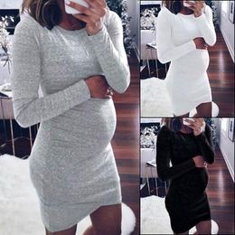 Maternity Dresses Pregnancy Autumn Pregnant Women Long Sleeve Bodycon Casual Dress Mother Home Clothes