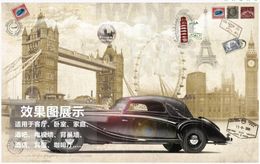 Custom photo wallpapers 3d murals wallpaper Retro car European style building bar KTV restaurant background wall decoration painting