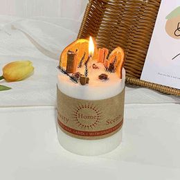 Natural Dried Flower Scented Candle Smokeless Soy Wax Aromatherapy Candles with Glass Cover Holder Home Decoration Birthday Gift