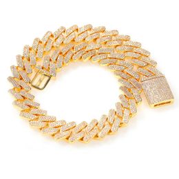 Uwin Gold Plated Zircon Tridimensional Chain Necklace, 18mm, Luxurious Micro Shop Copper Jewelry, Hip Hop Fashion Gifts Q0809