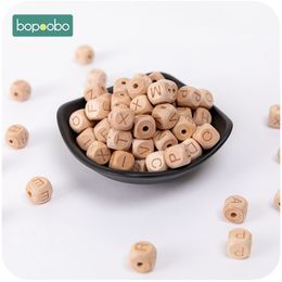 Bopoobo 50pc Wooden Rodent Beads Lyrics DIY Teething Jewelry BPA Free Beech Letter Alphabe Baby Teether Rattle For Product 211106