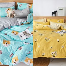 Cartoon Bedding Set Cute Dog Printing Kids Bedclothes Quilt Cover Sheet Pillowcase Soft Comfortable Bed Duvet Cover Set 150x200 C0223