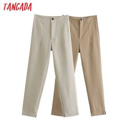 Тангада мода женщин высокий талии костюм брюки брюки брюки карманы пуговицы офисные брюки панталон Je09 210609