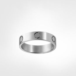 4mm 5mm Titanium Steel Silver Love Ring Men Women Rose Gold Designer Ring Jewellery For Lovers Couple Rings Gift Size 5-11