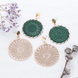 New Trend Big Round Circle Drop Earrings For Women Boho Geometry Handmade Reticular Statement Dangle Earrings Fashion Jewelry