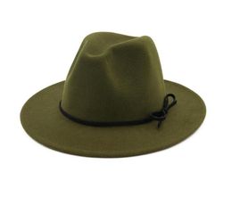 2021 new Vintage Hats For Women Elegant Solid felt Fedora Hat Band Wide Flat Brim Jazz Hats Stylish Trilby Panama Caps
