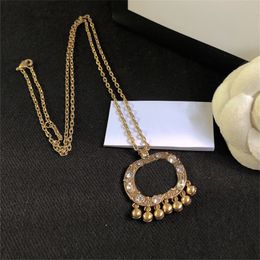Bell Diamond Retro Pendant Necklaces With Box Big Letter Creative Chains Elegant Party Wedding Necklace Rhinestone Women Charm Jewelry