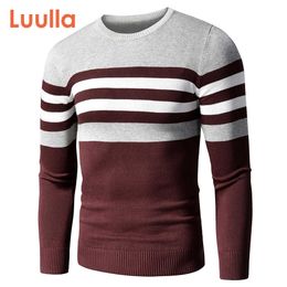 4XL Men Autumn Casual Striped Thick Fleece Cotton Sweater Pullovers Outfit Fashion Vintage O-Neck Coat 210909