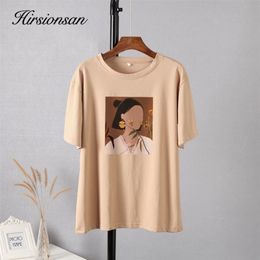 Hirsionsan Aesthetic Printed Short Sleeve T Shirt Summer Chic Fashion Loose Tees Gothic Graphic Casual Female Tops 210623