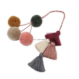 Bohemia Stacking Multilayer Colourful Plush Ball Tassel Wall Hanging Tapestry Bag Hanging Keychain Arts Ornament Home decor