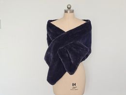 Wraps & Jackets Winter Wedding Faux Fur Warm Shawl Blue/Black Elegant Bride Wrap Shrug White Or Ivory Bolero Coat