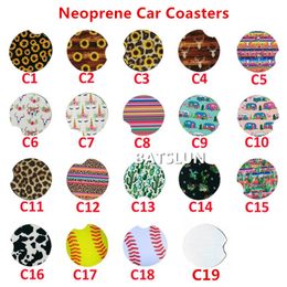 3 Size 19 Design Baseball Print Neoprene Car Coasters Car Drink Cup Holder Coasters For Car Cup Mugs Mat Contrast Home Decor Accessories