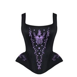 Women Halter neck Waist bustier corset tops Training Bustier Steel Boned Steampunk Brocade Embroidery Overbust Padded Corset With Straps Waist Control Zipper