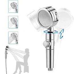 3 Mode Bath Shower Adjustable Jetting Ionic All Metal High Pressure Handheld Shower Head Philtre Rotating Shower SPA Nozzle H1209