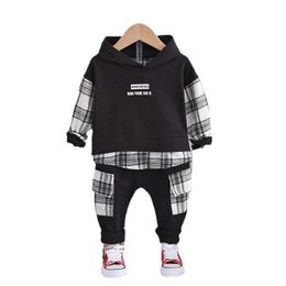 New Spring Autumn Children Letter Clothes Baby Boys Girls Cartoon Hoodies Pants 2Pcs/sets Kids Toddler Clothing Infant Tracksuit X0902